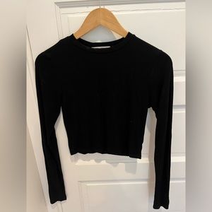 JOAH BROWN black long sleeve crop top